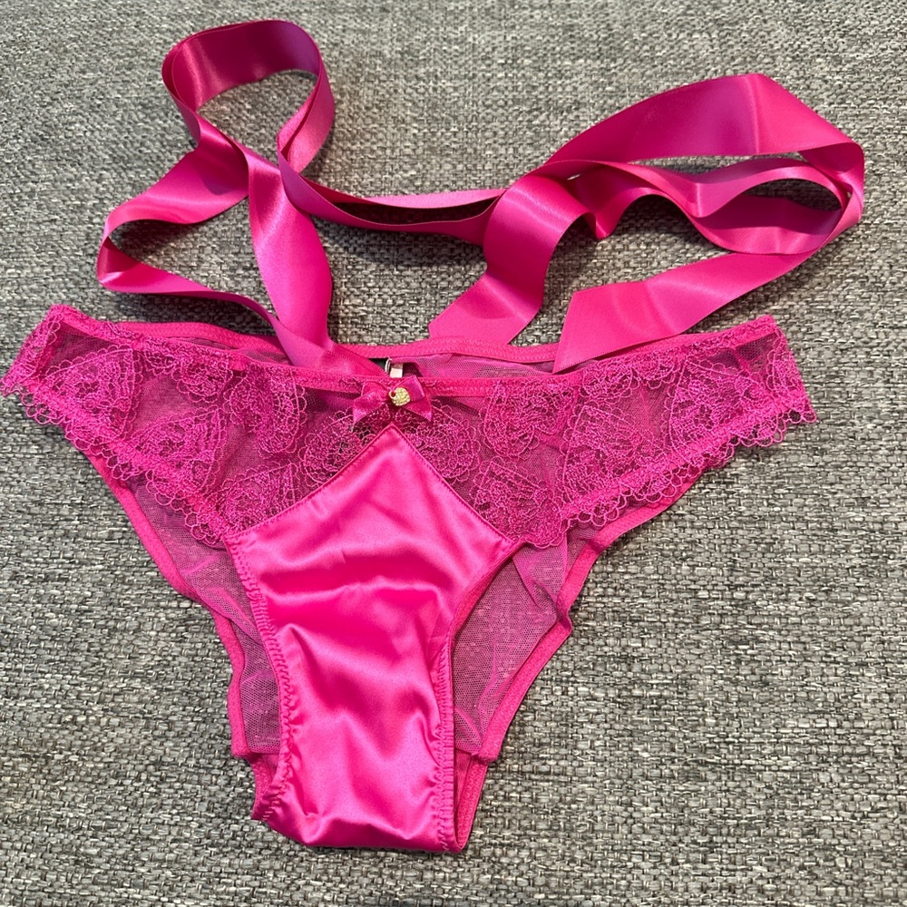 Victoria’s Secret Very Sexy Women’s Hot Pink Satin & Lace Cheekini Panty